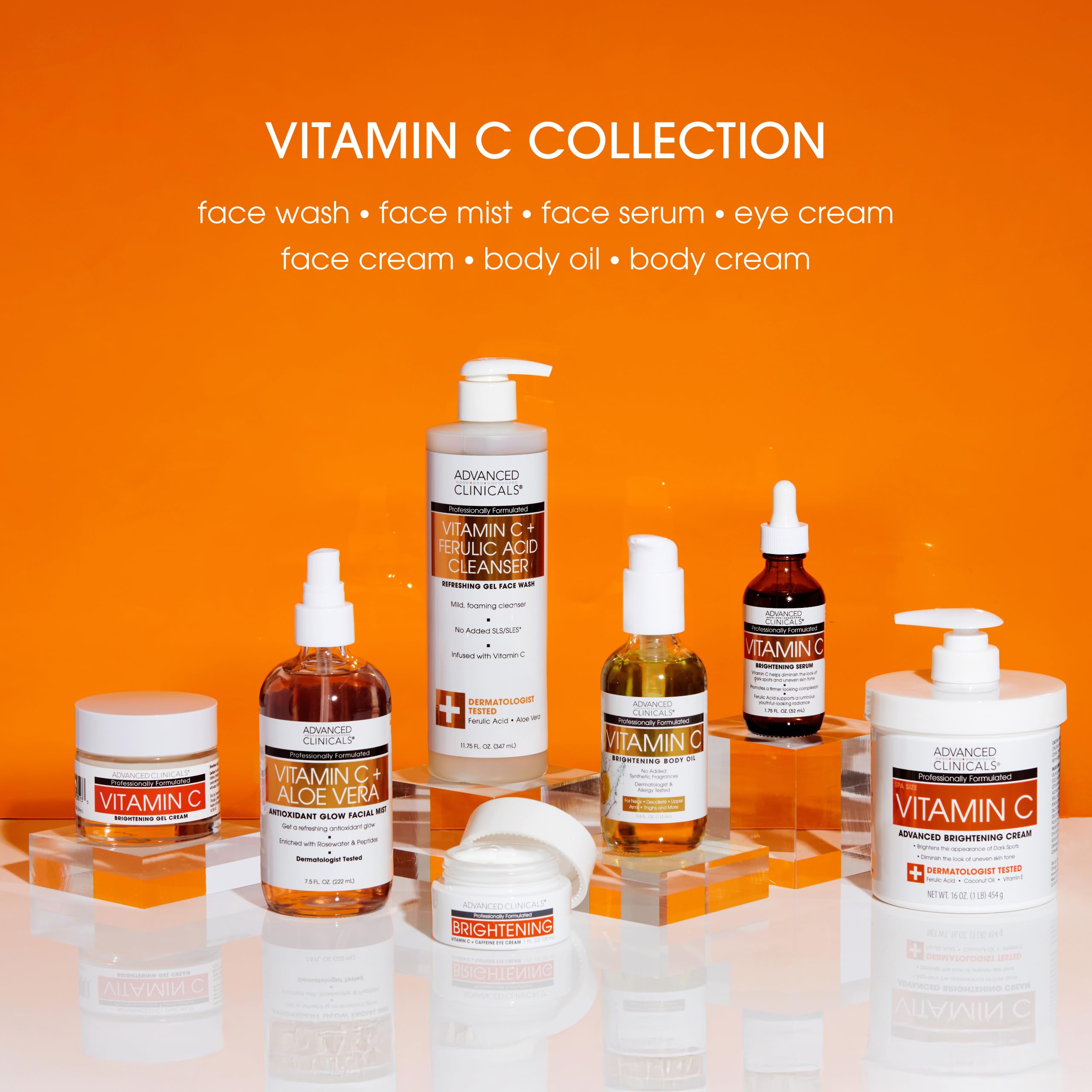 Advanced Clinicals Vitamin C Brightening Body Oil turmeric extract highlight for balanced hydration.