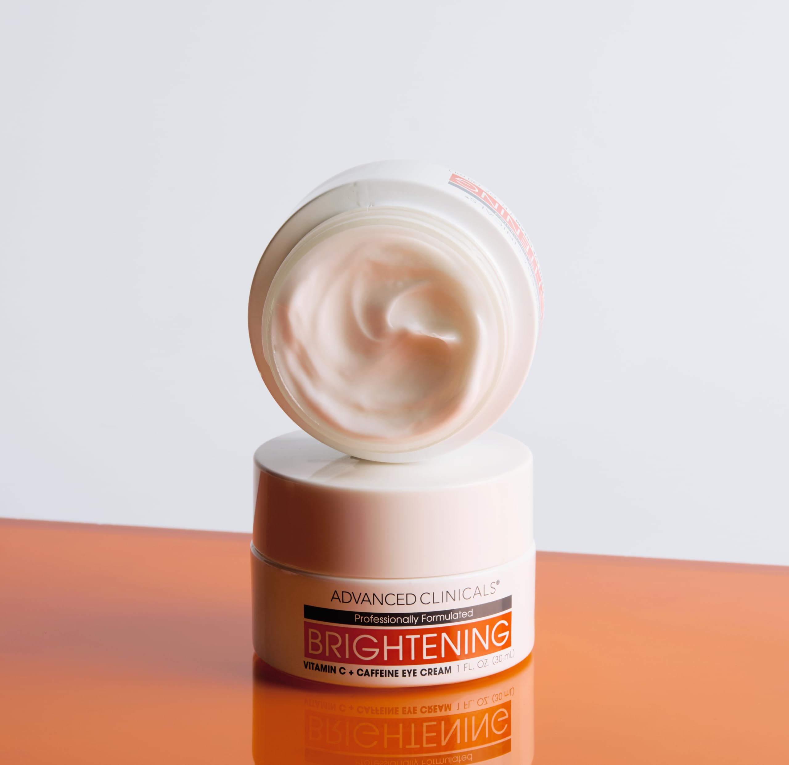 Advanced Clinicals Vitamin C + Caffeine Eye Balm texture close-up indicating smooth, refreshed skin.