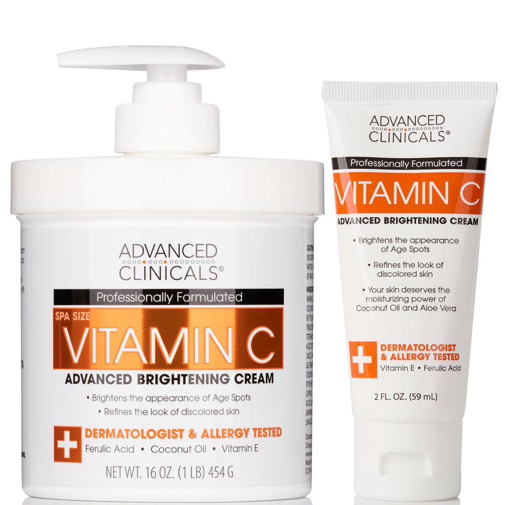 Advanced Clinicals Vitamin C Cream bottle showcasing daily radiance and hydration.