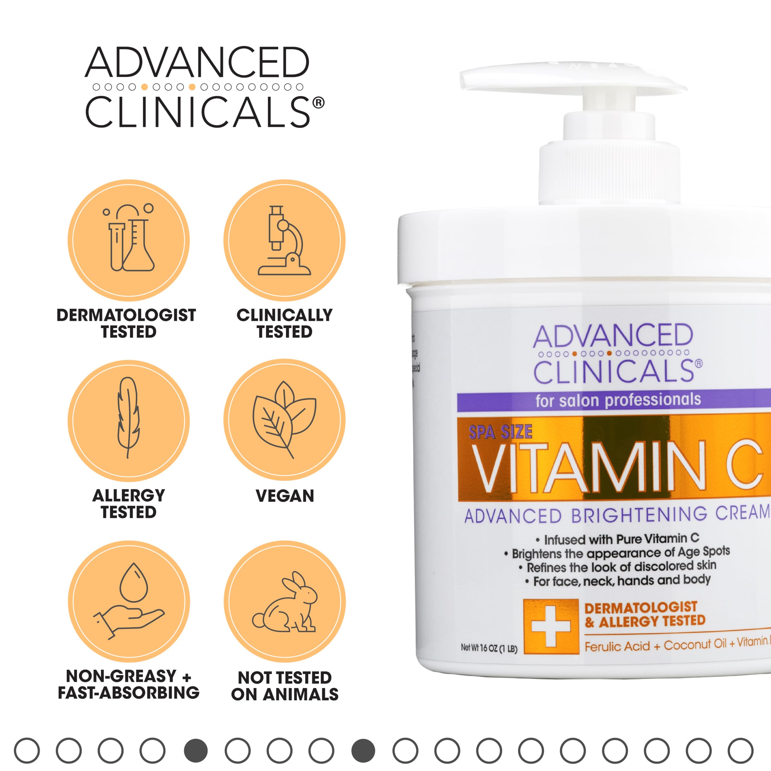 Advanced Clinicals Vitamin C Cream label close-up highlighting antioxidant formula