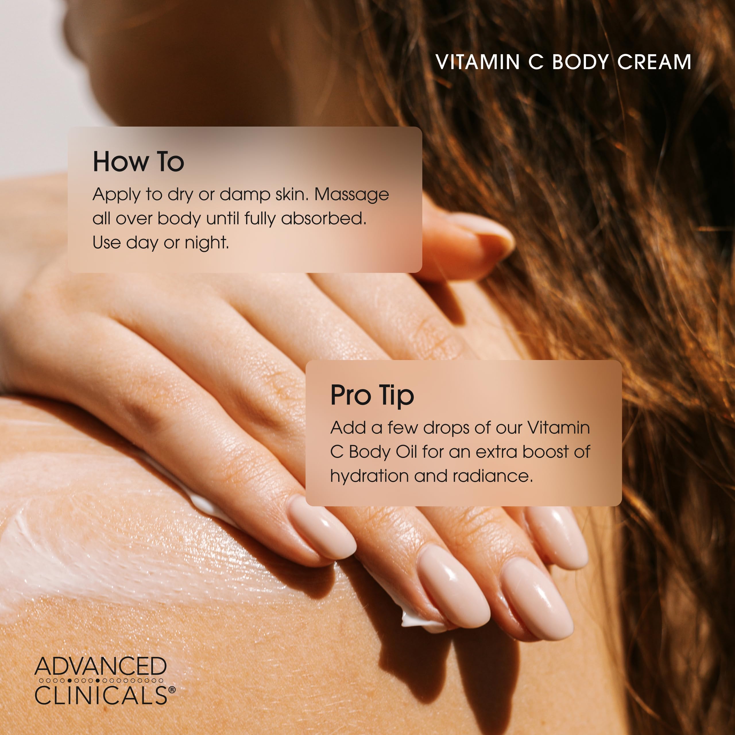 Advanced Clinicals Vitamin C Cream packaging close-up highlights travel-size option.