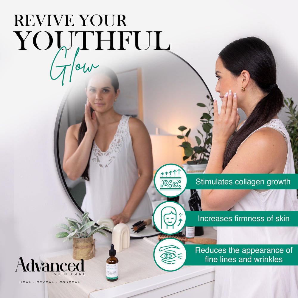Advanced Skin Care serum on vanity — fits into daily skincare routine.