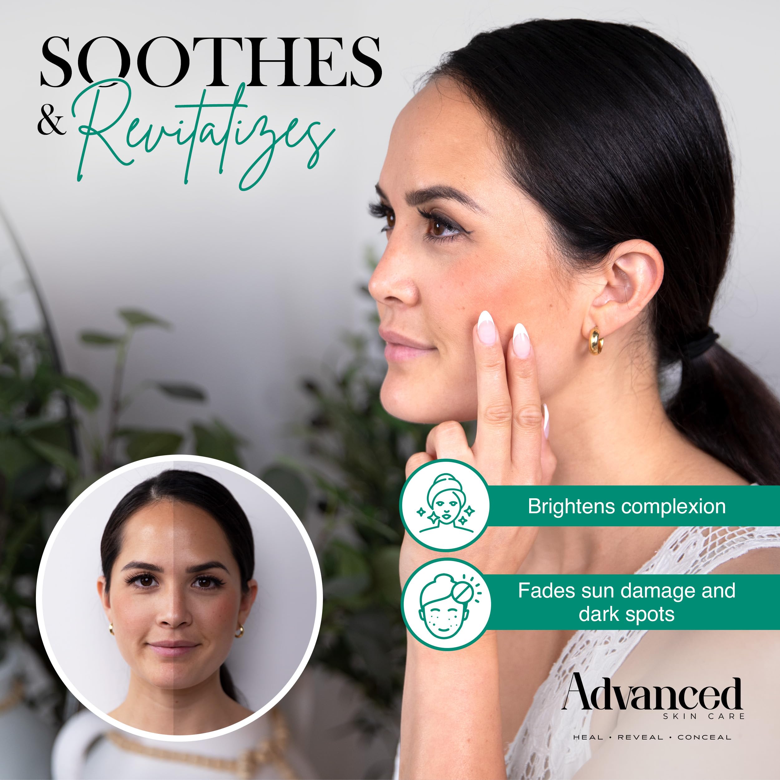 Advanced Skin Care serum texture close-up — silky, fast-absorbing on skin.