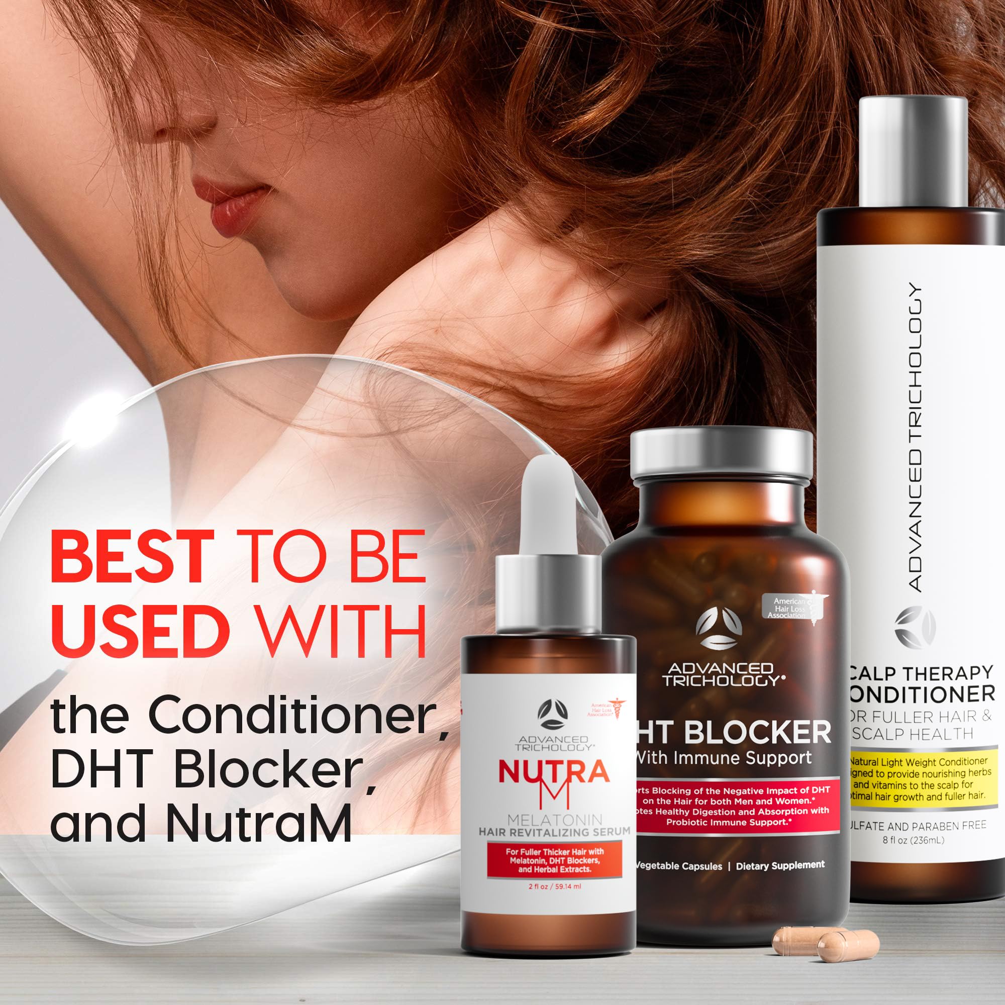 Advanced Trichology HairStem packaging box emphasizing Made in USA and cruelty-free ethics.