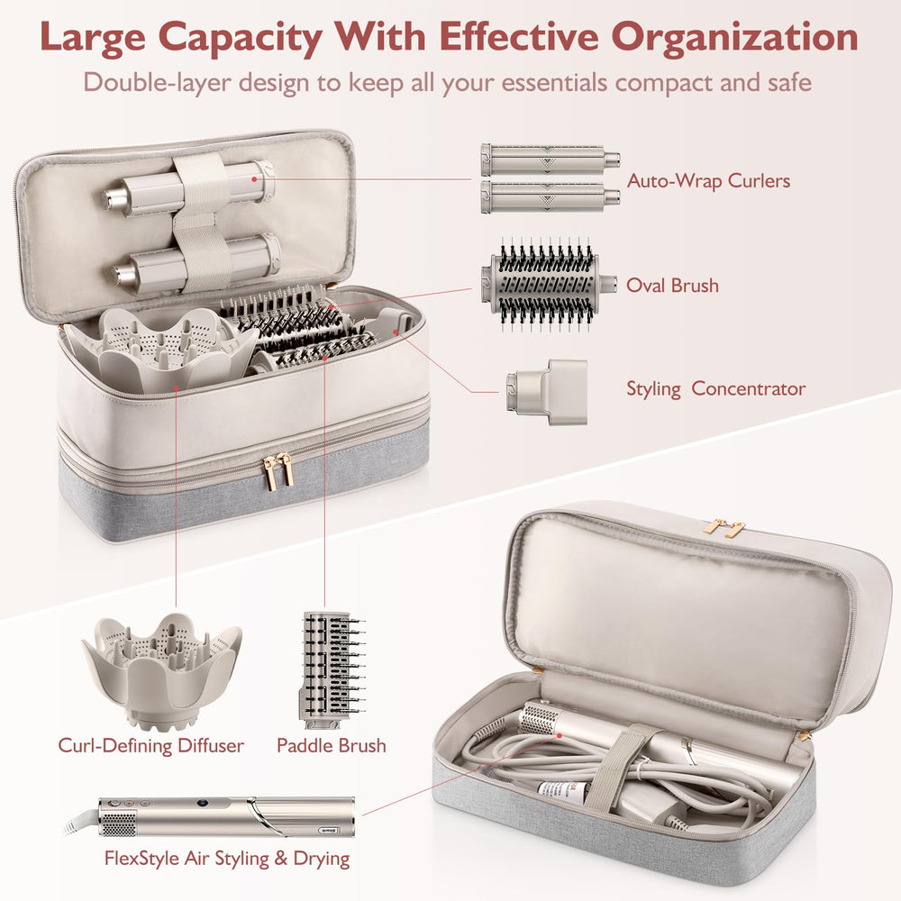 Adworte travel case inside double-layer layout keeps dryer and accessories organized