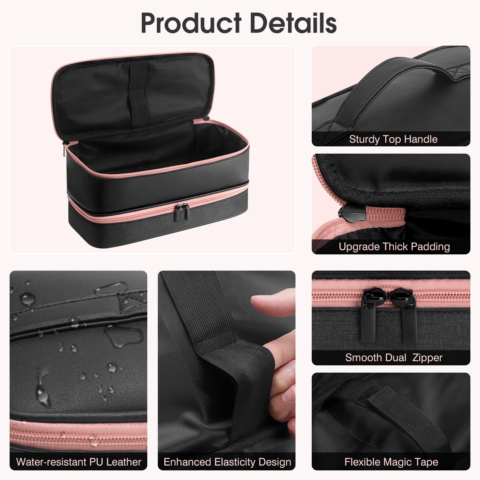 Adworte travel case material close-up highlights scratch-resistant lining and water resistance