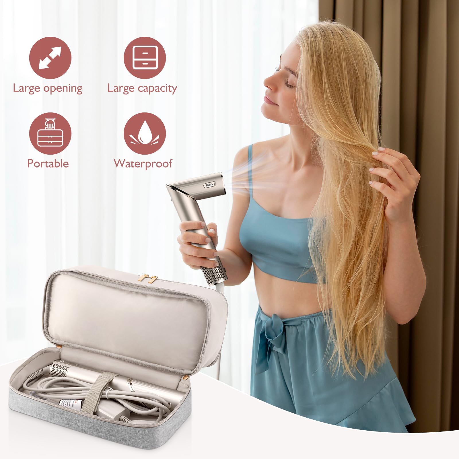 Adworte travel case secure strap holds the dryer during transport