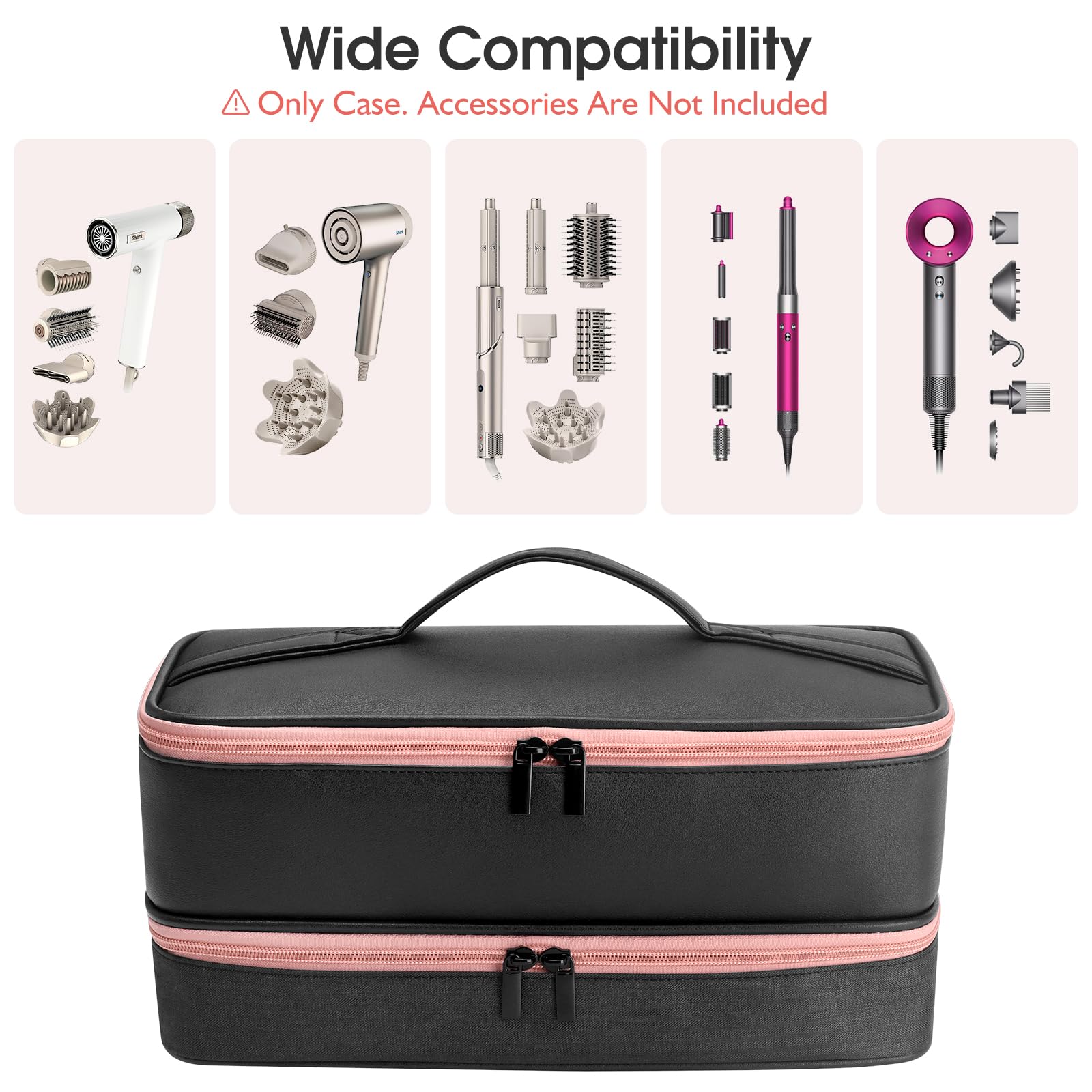 Adworte travel case secure strap demonstrates stable placement of the hair dryer during transport