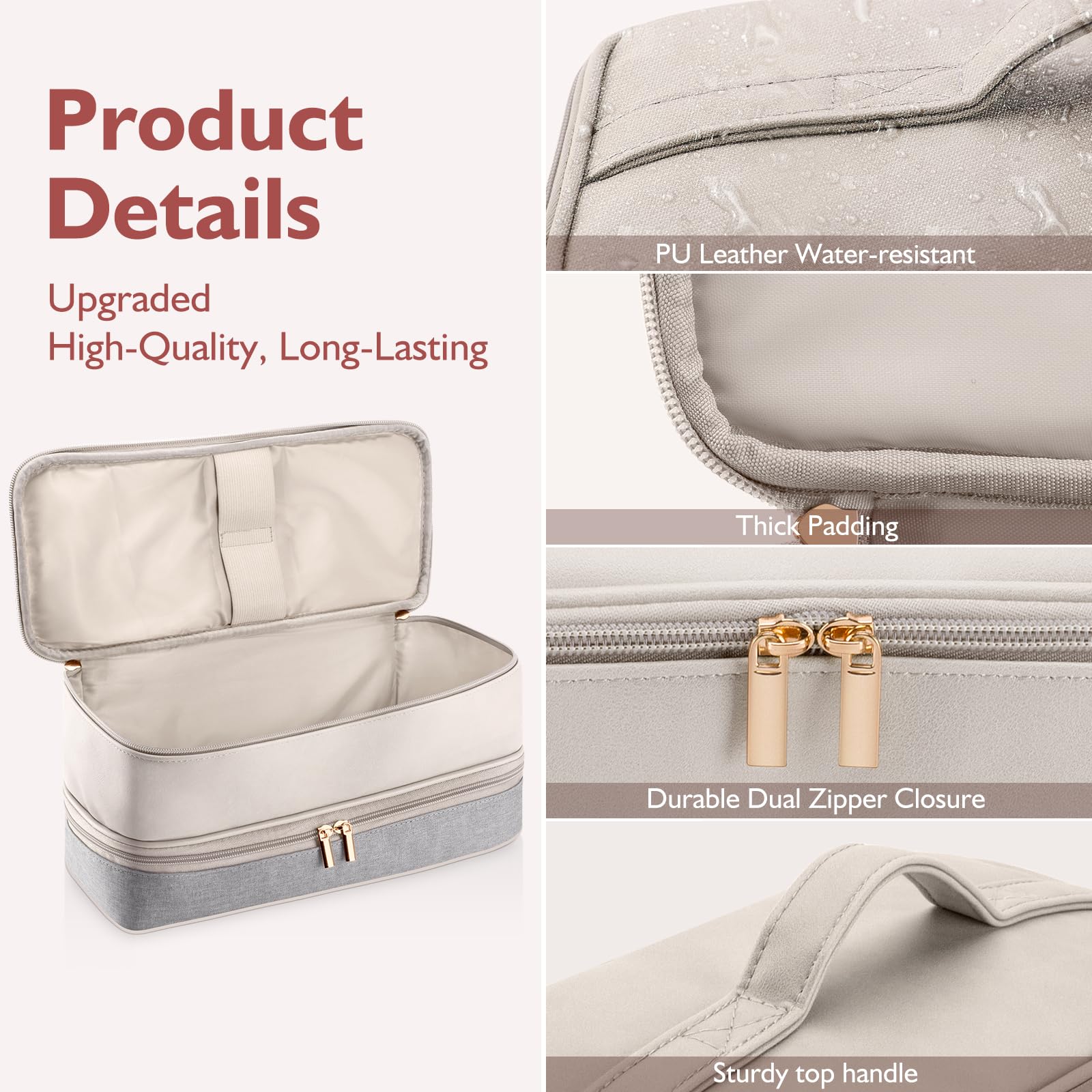 Adworte travel case two-way zipper design allows quick access