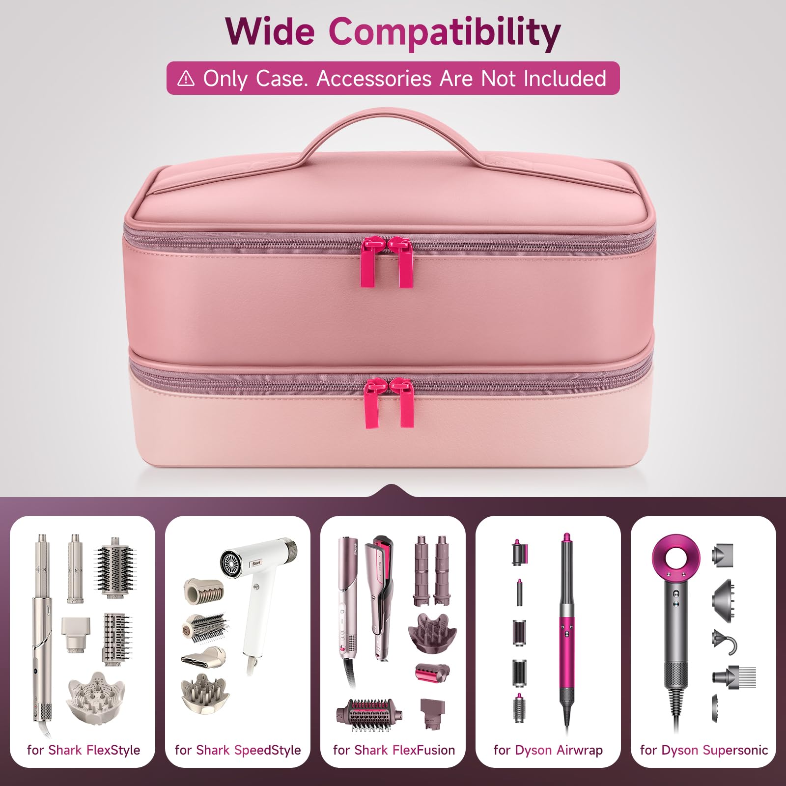 Adworte travel hair dryer case double-layer storage for neat organization