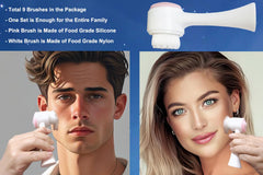 AECW 9-in-1 face scrubber soft silicone texture emphasizes gentle daily cleansing.