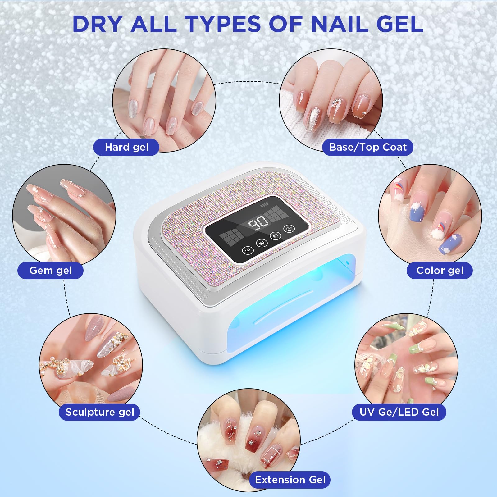 Aedavey nail lamp with 4-timer display and low-heat mode