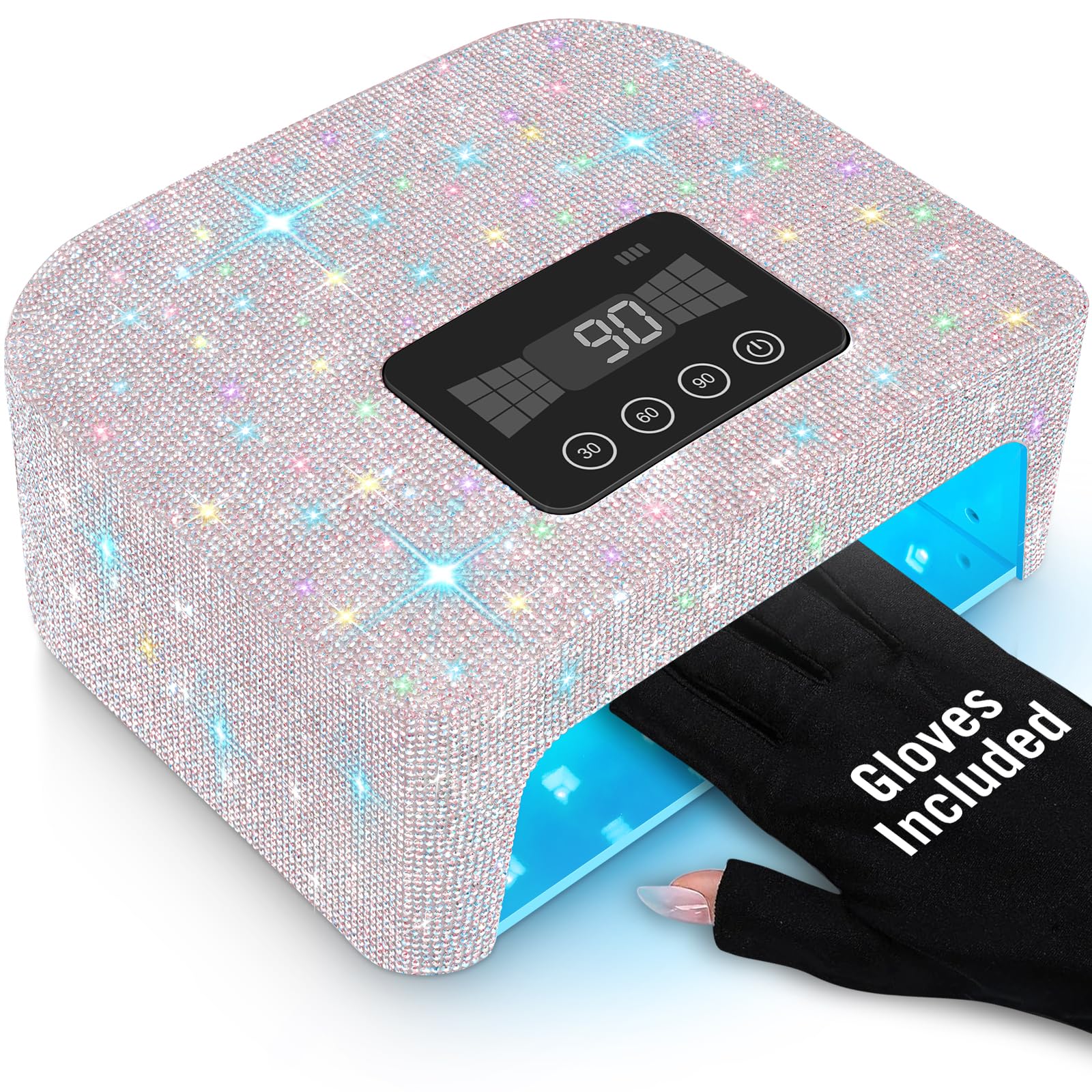 Aedavey Sparkly White nail lamp front view for even, salon-grade gel curing at home.