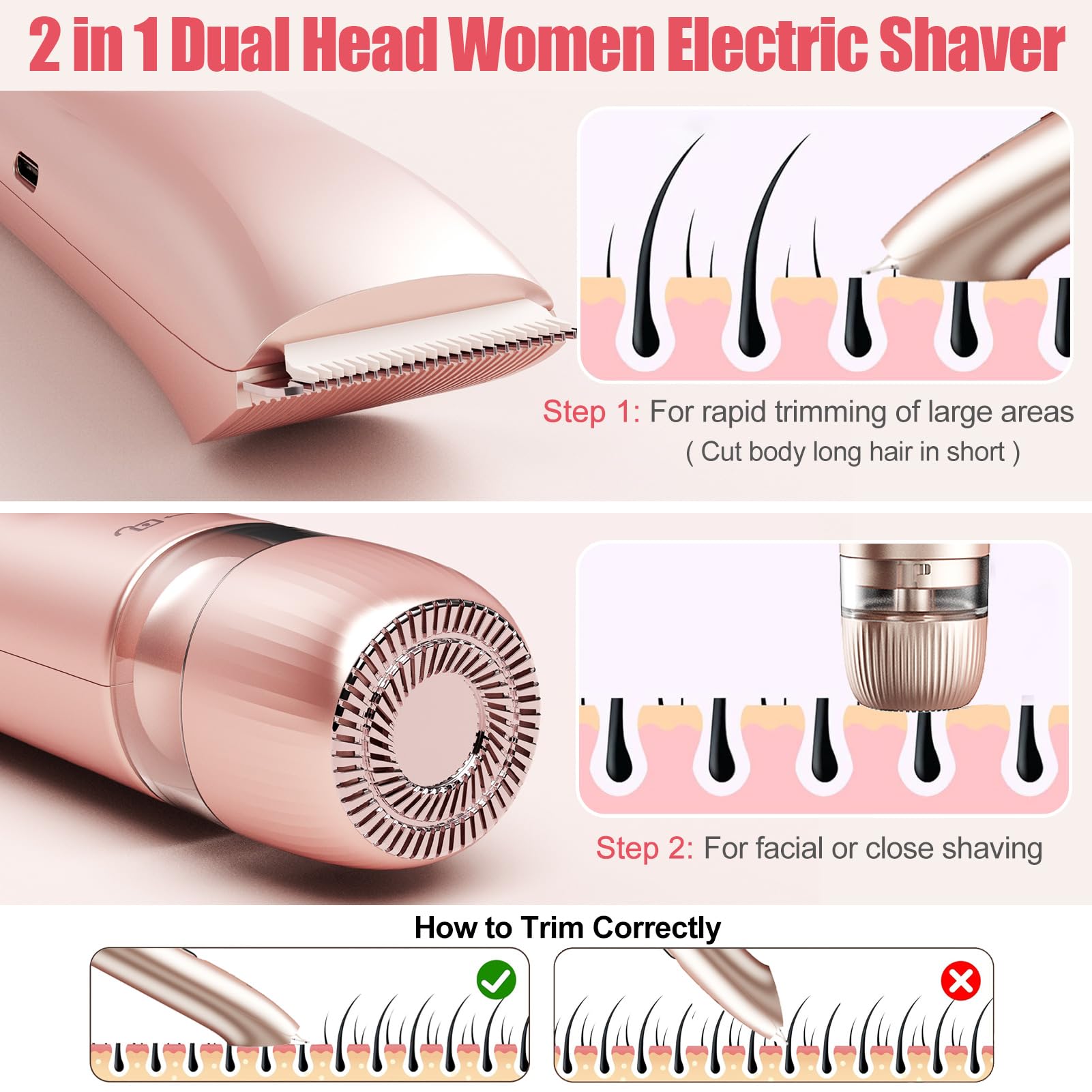 Aedicce bikini trimmer round shaver head closeup for smooth finish.