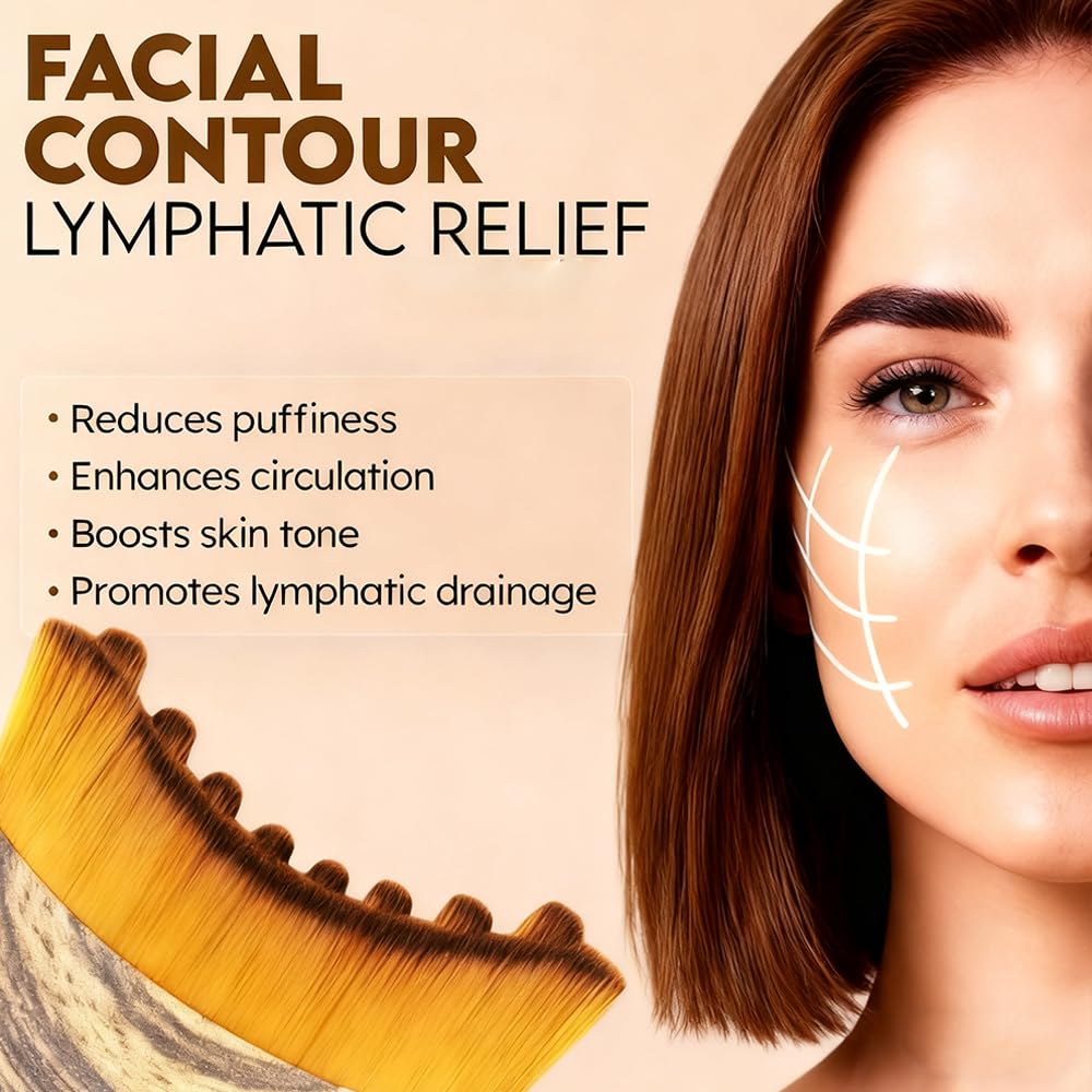 Aeki Lymphatic Contour Face Brush before-after shot hints at reduced puffiness and defined contours