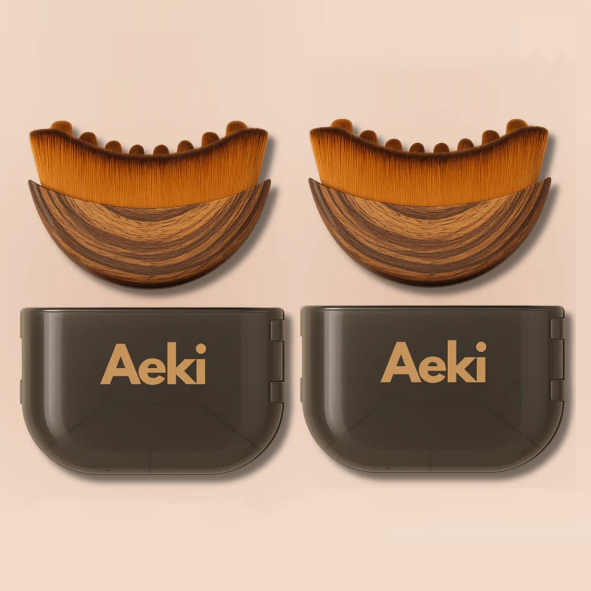 Aeki Lymphatic Contour Face Brush packaging shows premium materials and travel-friendly design for on-the-go care