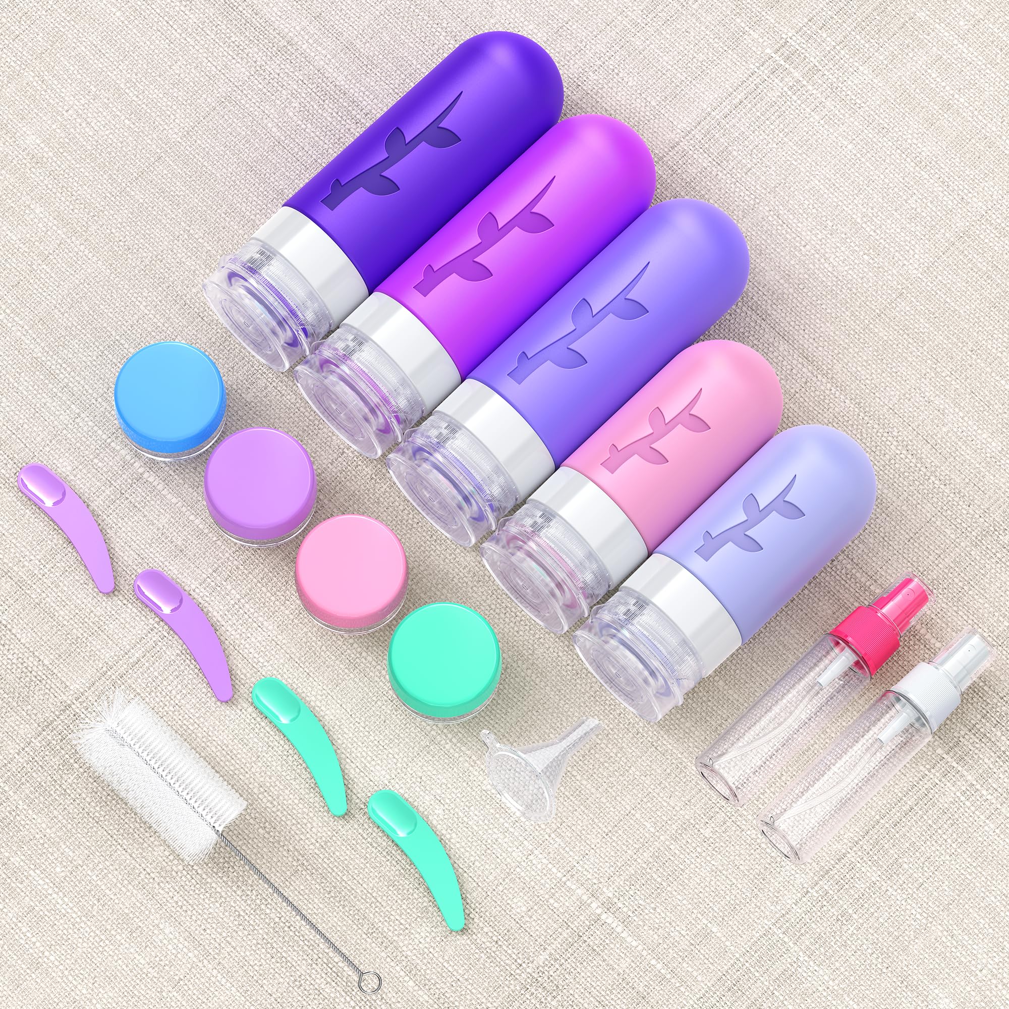 Aeomni 2oz silicone bottles ideal for lotions and toiletries.