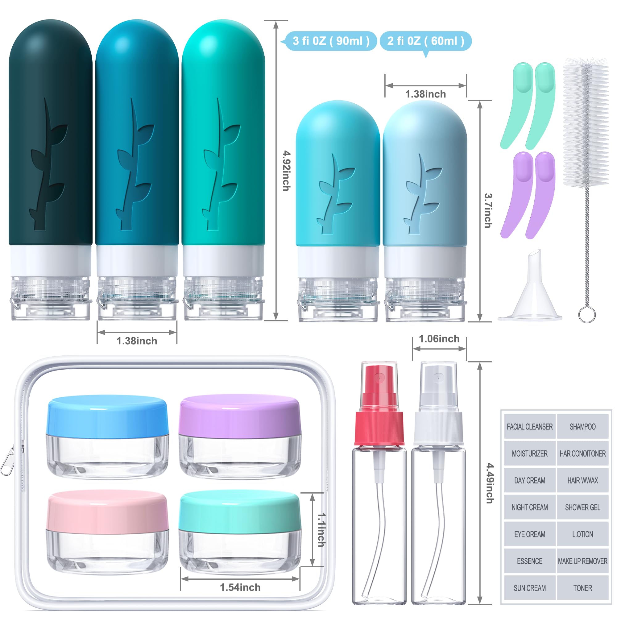 Aeomni travel-size containers collection—TSA-friendly, leak-proof bottles for carry-on travel.