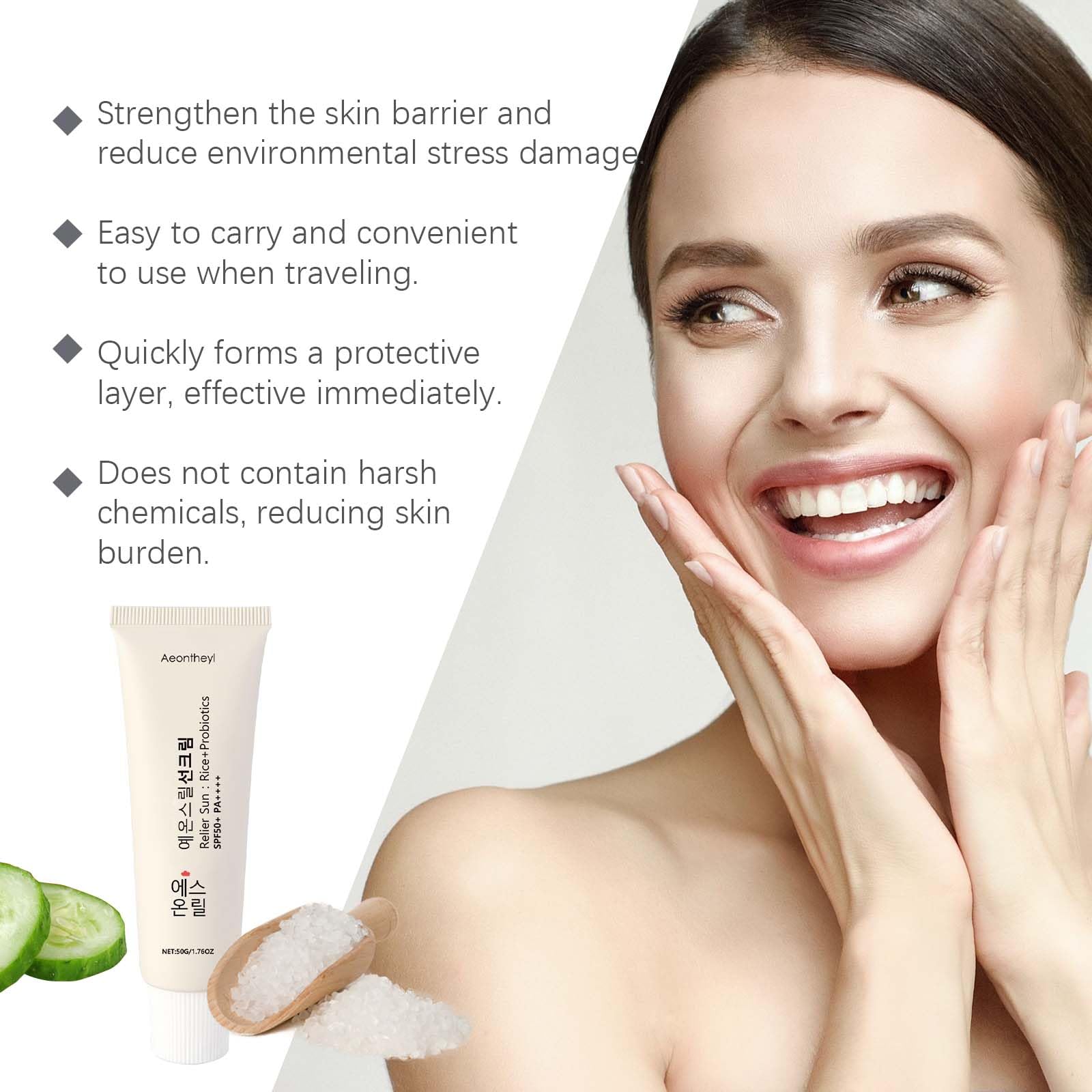 Aeonthryl Sun Organic Sunscreen SPF50+ bottle with pump for easy daily application.