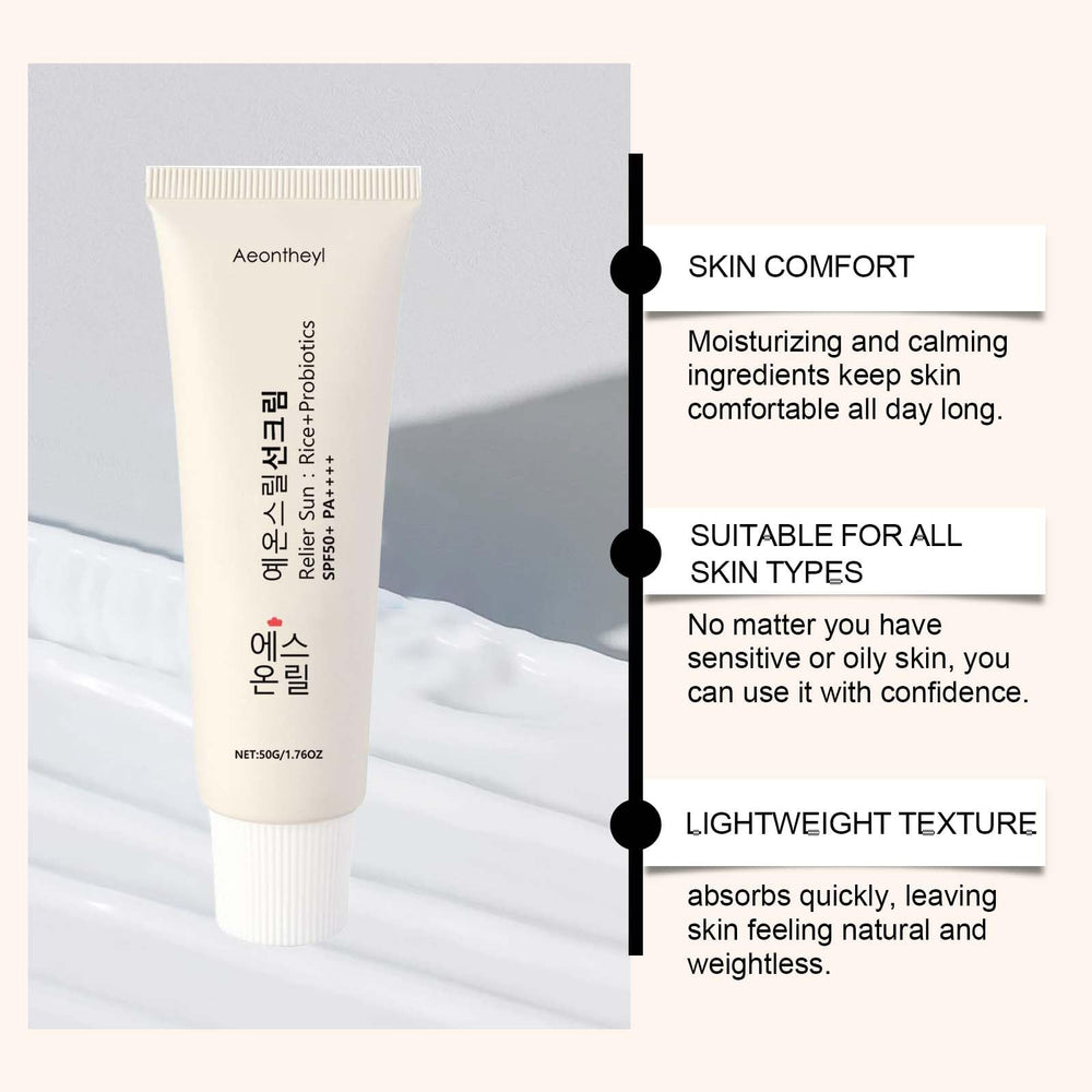 Aeonthryl Sun Organic Sunscreen SPF50+ bottle close-up highlighting a protective formula.