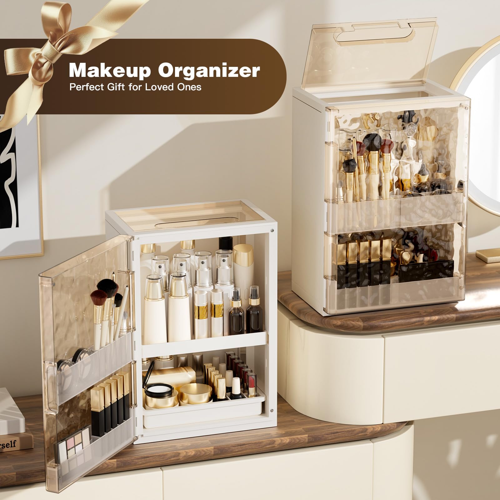 AERCIINC makeup organizer on bathroom counter resisting moisture and splashes