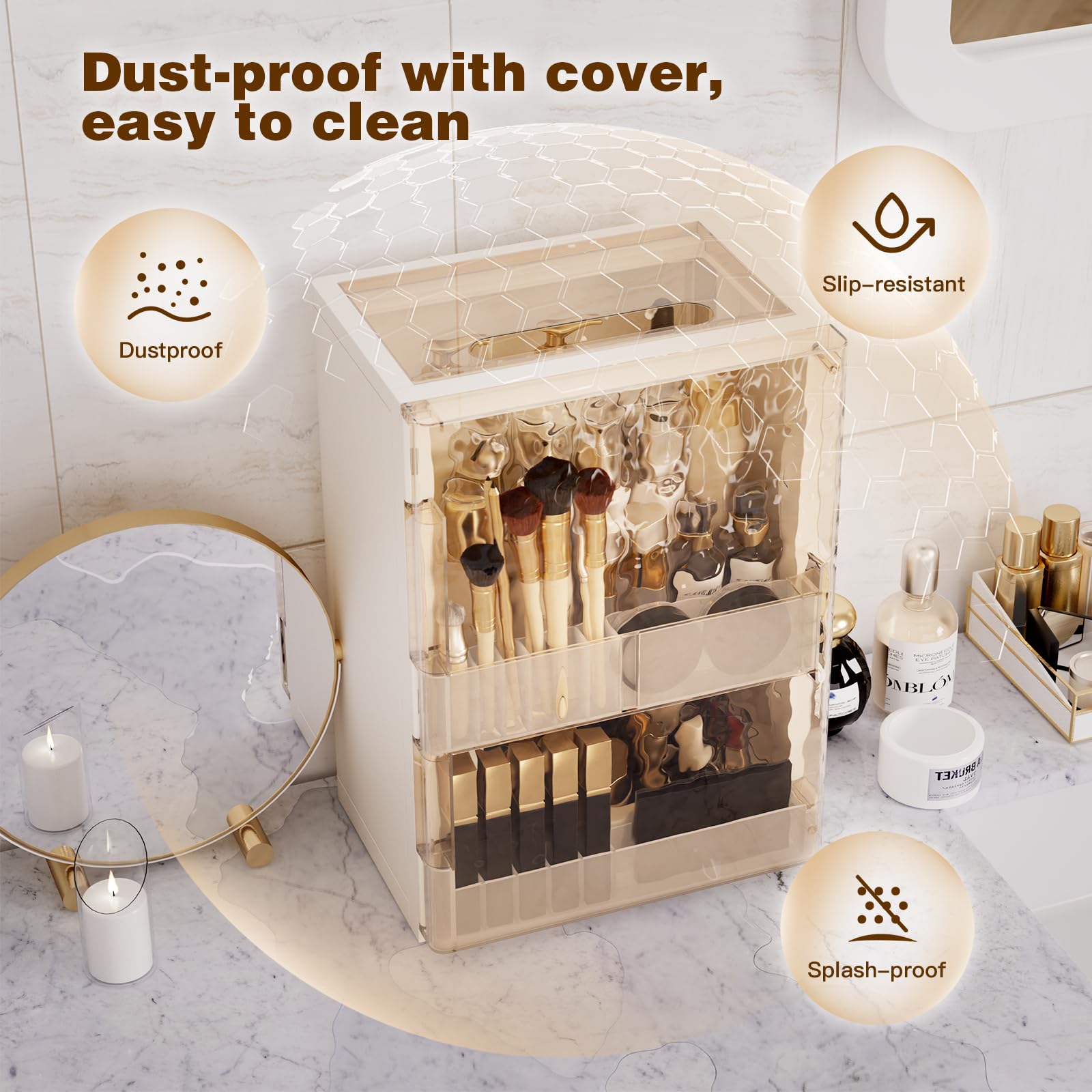 AERCIINC makeup organizer on dresser enhancing vanity tidiness
