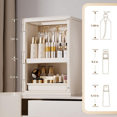AERCIINC makeup organizer top compartment highlighting easy access to essentials