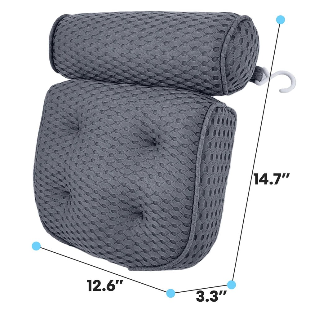 AEROiVi bath pillow features spacer mesh for breathable head support.
