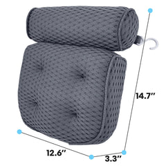 AEROiVi bath pillow features spacer mesh for breathable head support.