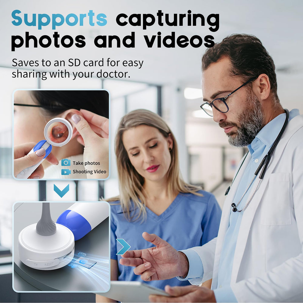 Aertnelz Otoscope battery and charging features support extended use.