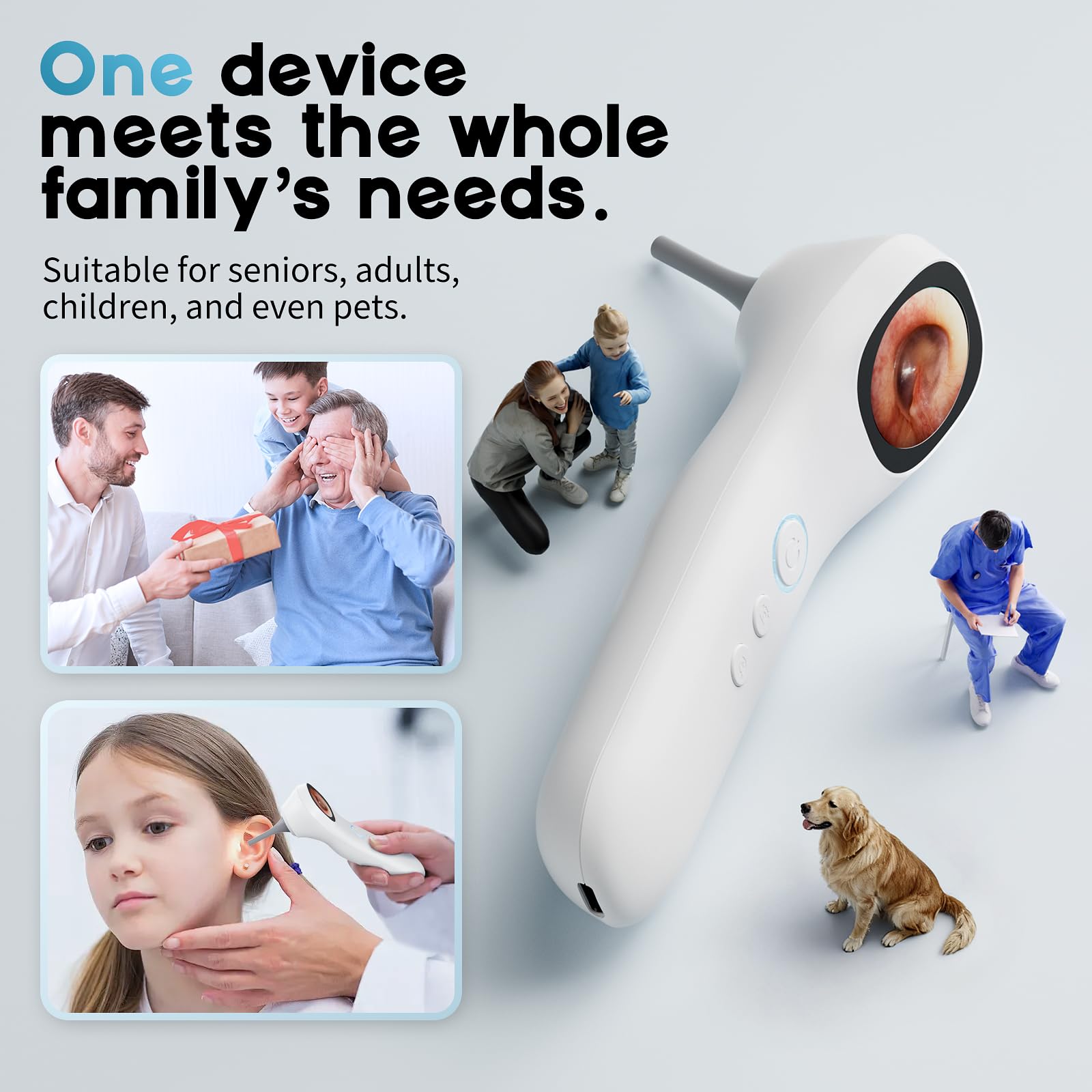 Aertnelz Otoscope Family-Friendly suits adults, kids, and pets for at-home care.