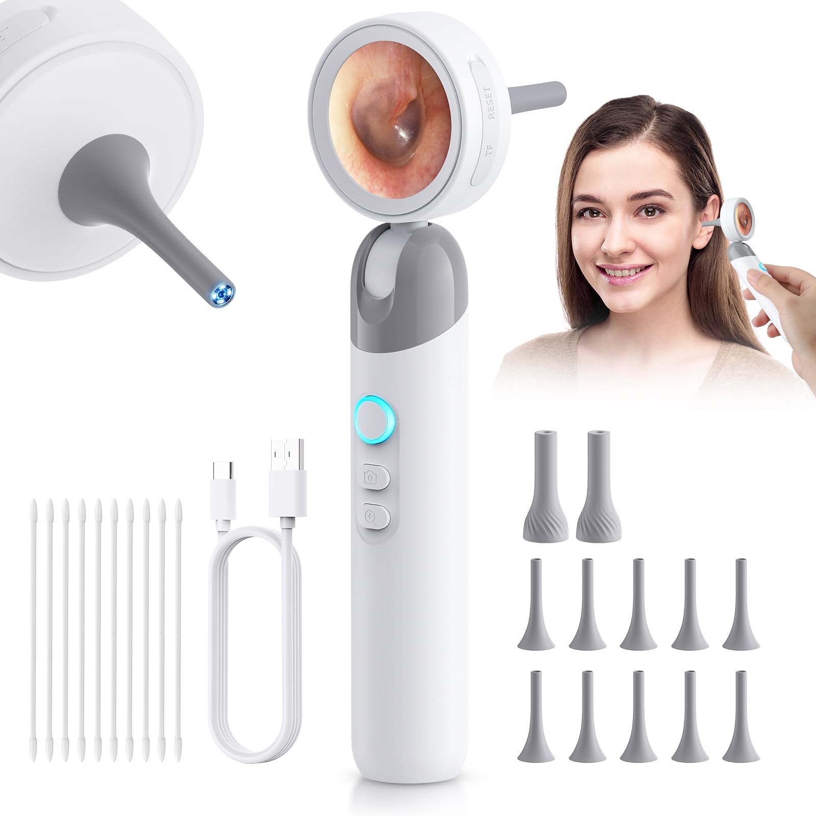 Aertnelz Otoscope front view illustrating compact home health tool