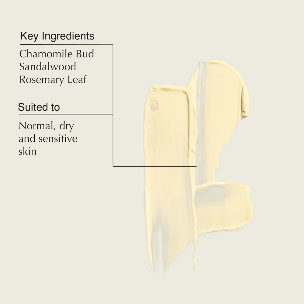 Aesop Camellia Nut Cream ingredients emphasize chamomile, sandalwood, rosemary for soothing hydration