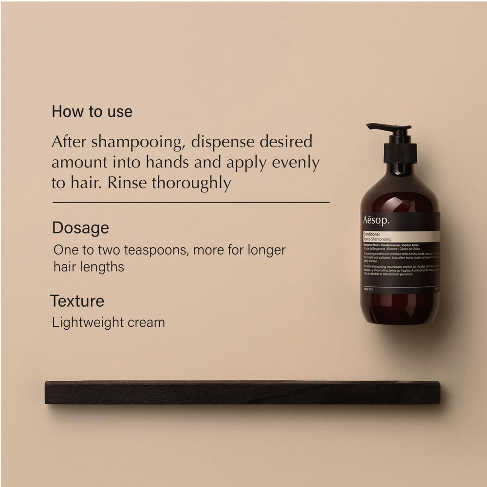 Aesop Conditioner hydrating close-up demonstrates softness and manageability for various hair types.