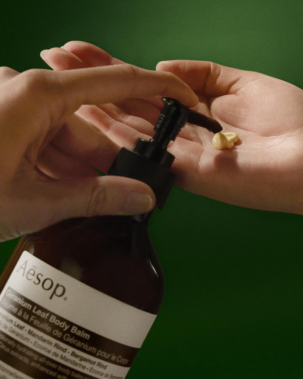 Aesop Geranium Leaf Body Balm nut oils label emphasizes nourishing moisture