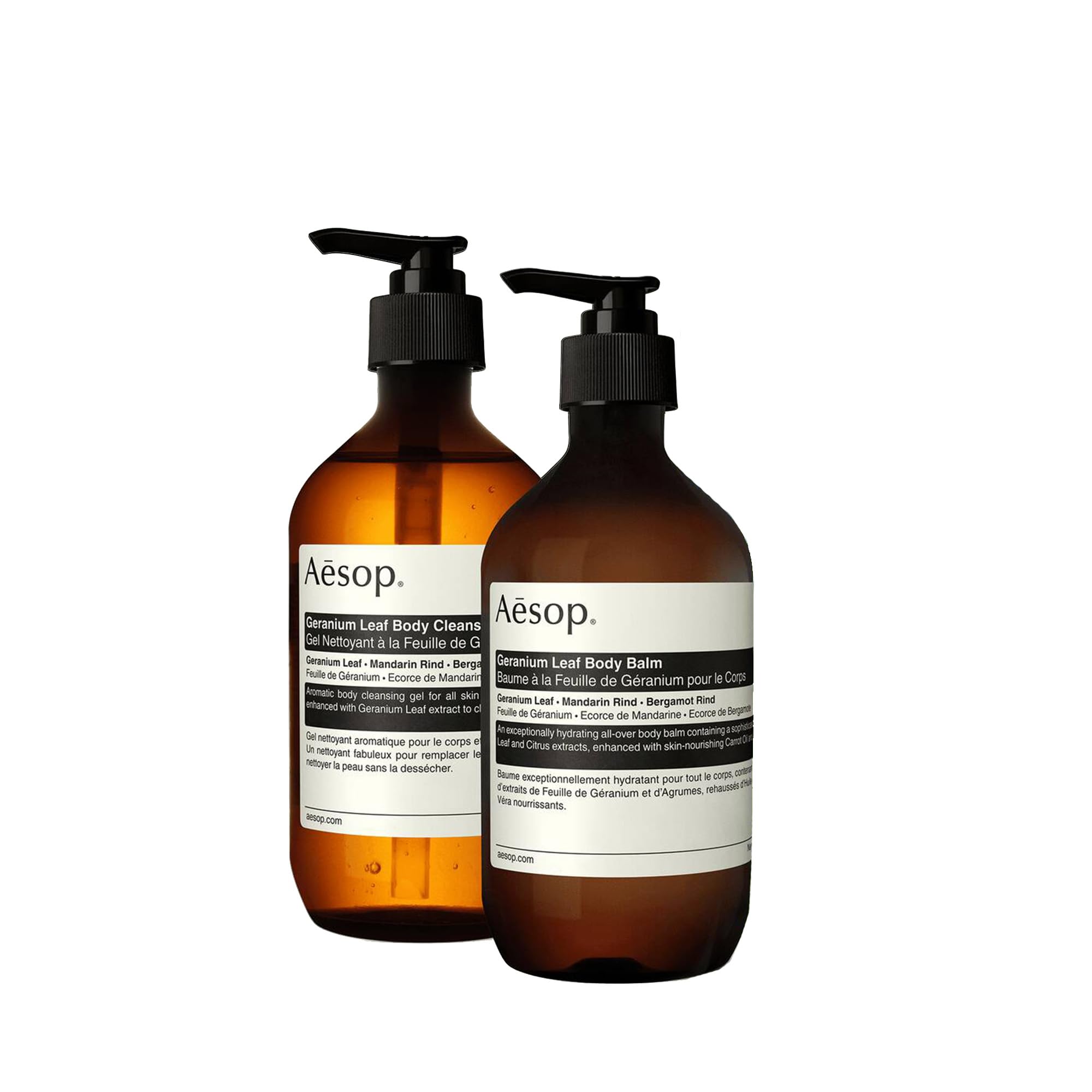 Aesop Geranium Leaf Body Cleanser bottle offering a refreshing daily cleanse.