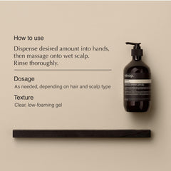 Aesop Geranium Leaf Body Cleanser gel lather on skin for refreshed complexion.