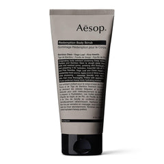 Aesop Redemption Body Scrub packshot for exfoliation prep and smoother skin