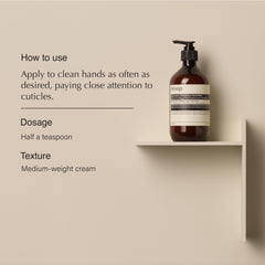 Aesop Resurrection Hand Wash foam close-up showing soft lather
