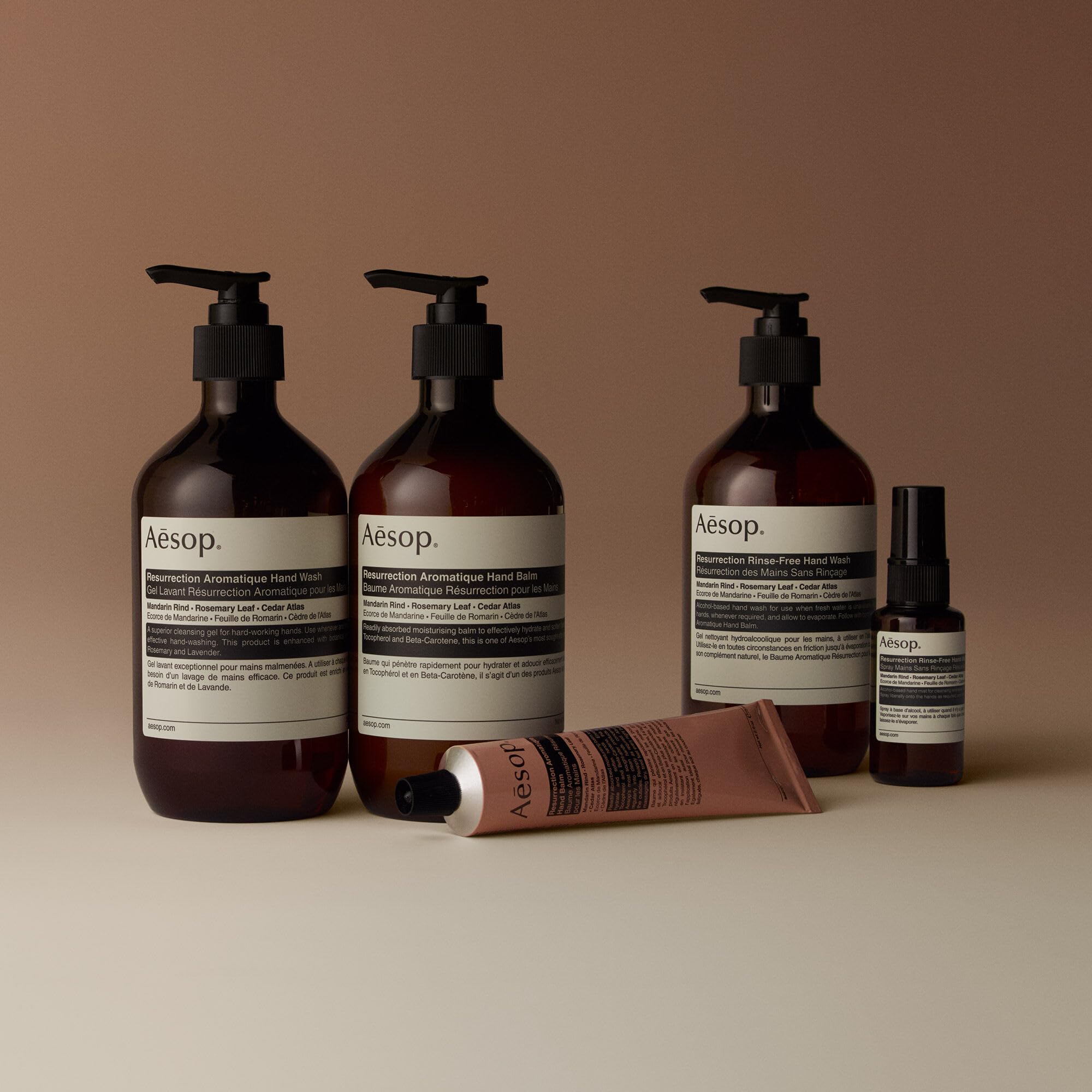 Aesop Resurrection Set in minimalist design beside a tidy workspace
