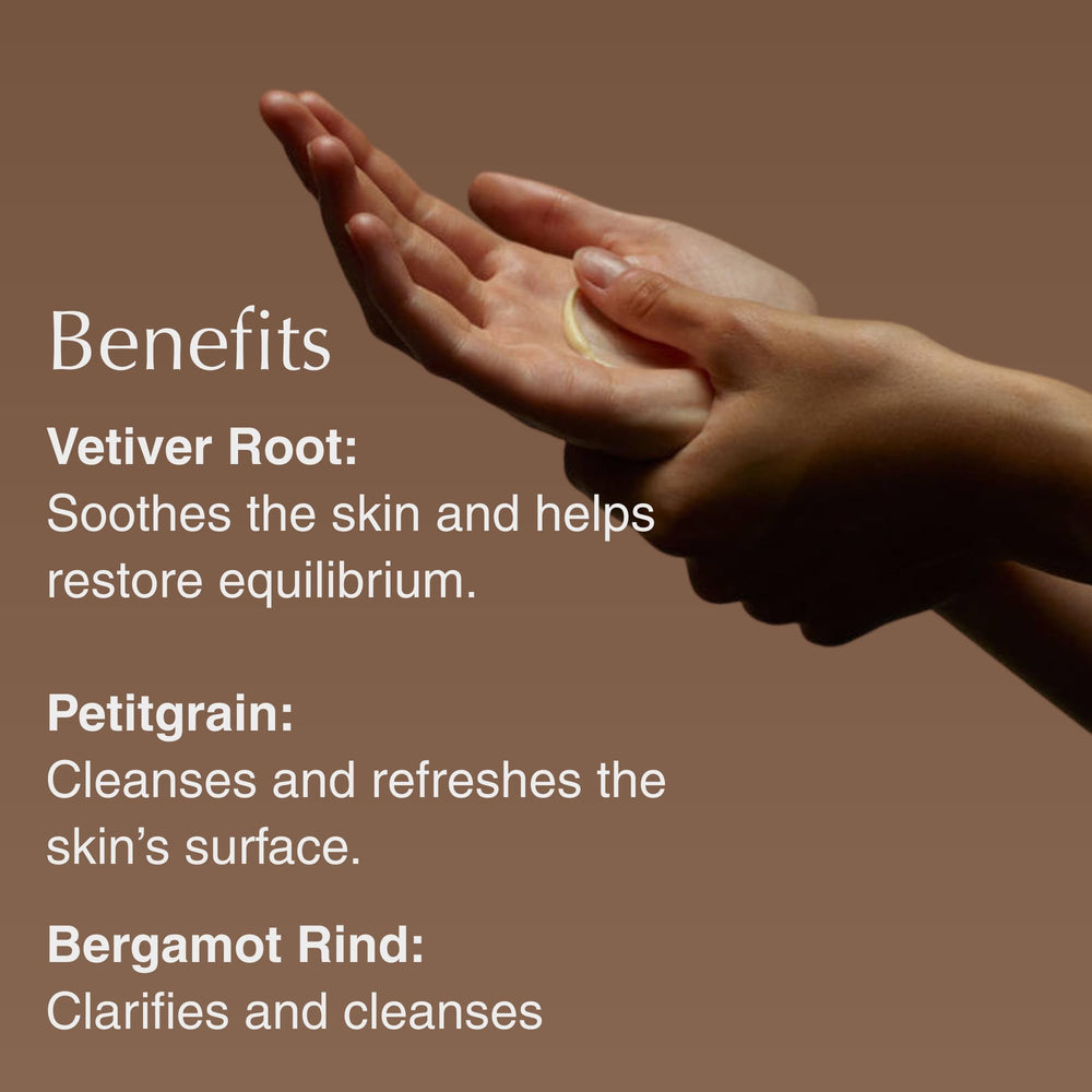 Aesop Reverence hand wash close-up shows finely milled pumice for gentle exfoliation.