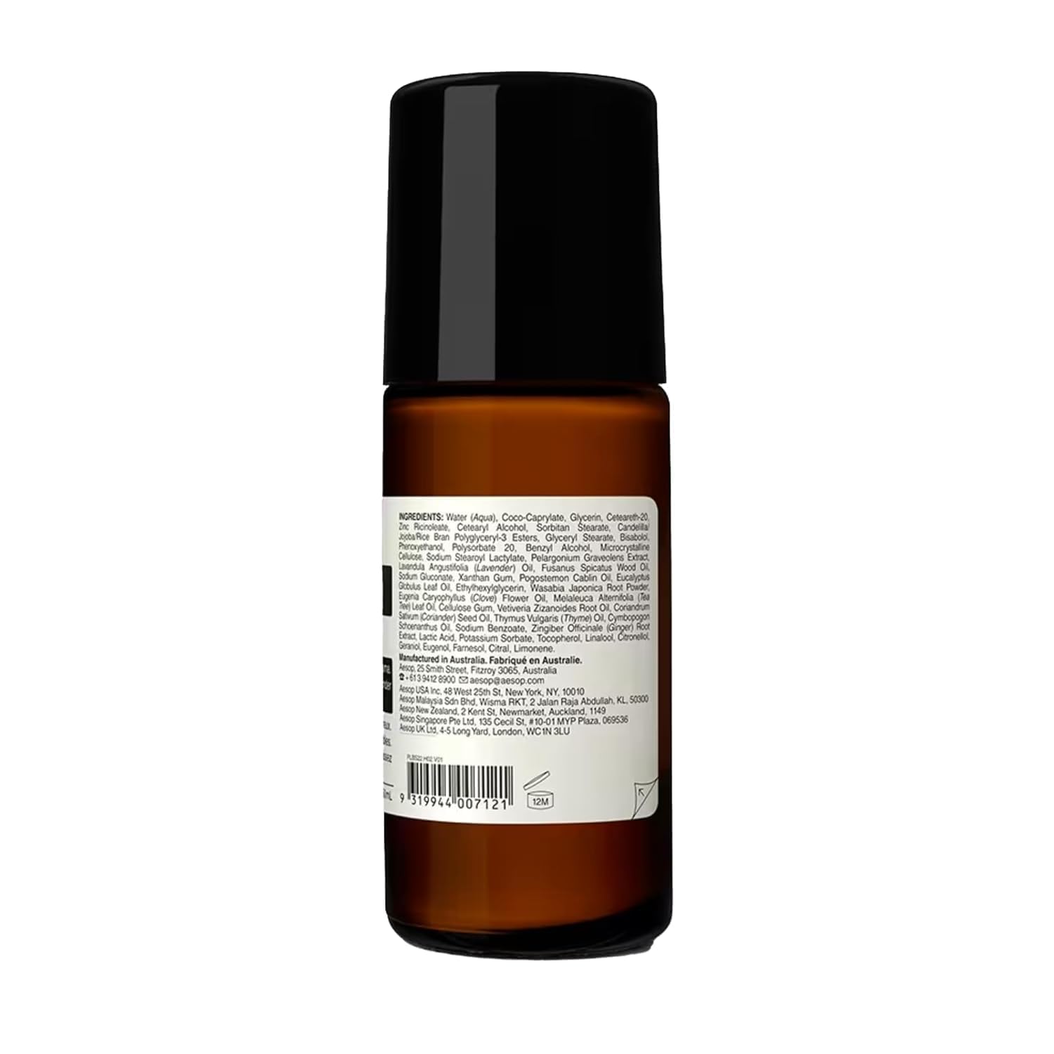Aesop Roll On Deodorant aroma profile illustrating woody, herbaceous, earthy notes
