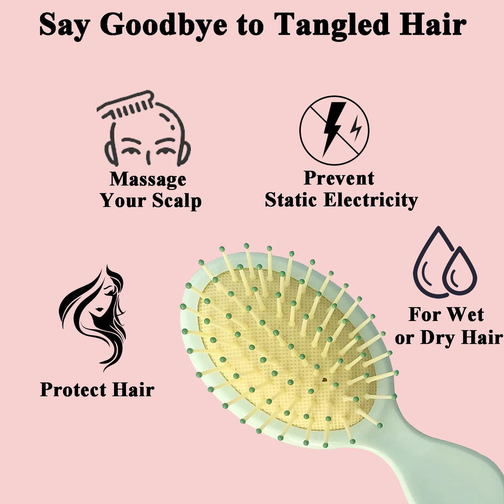 AESPAKO brush with drop-style handle provides secure grip during detangling