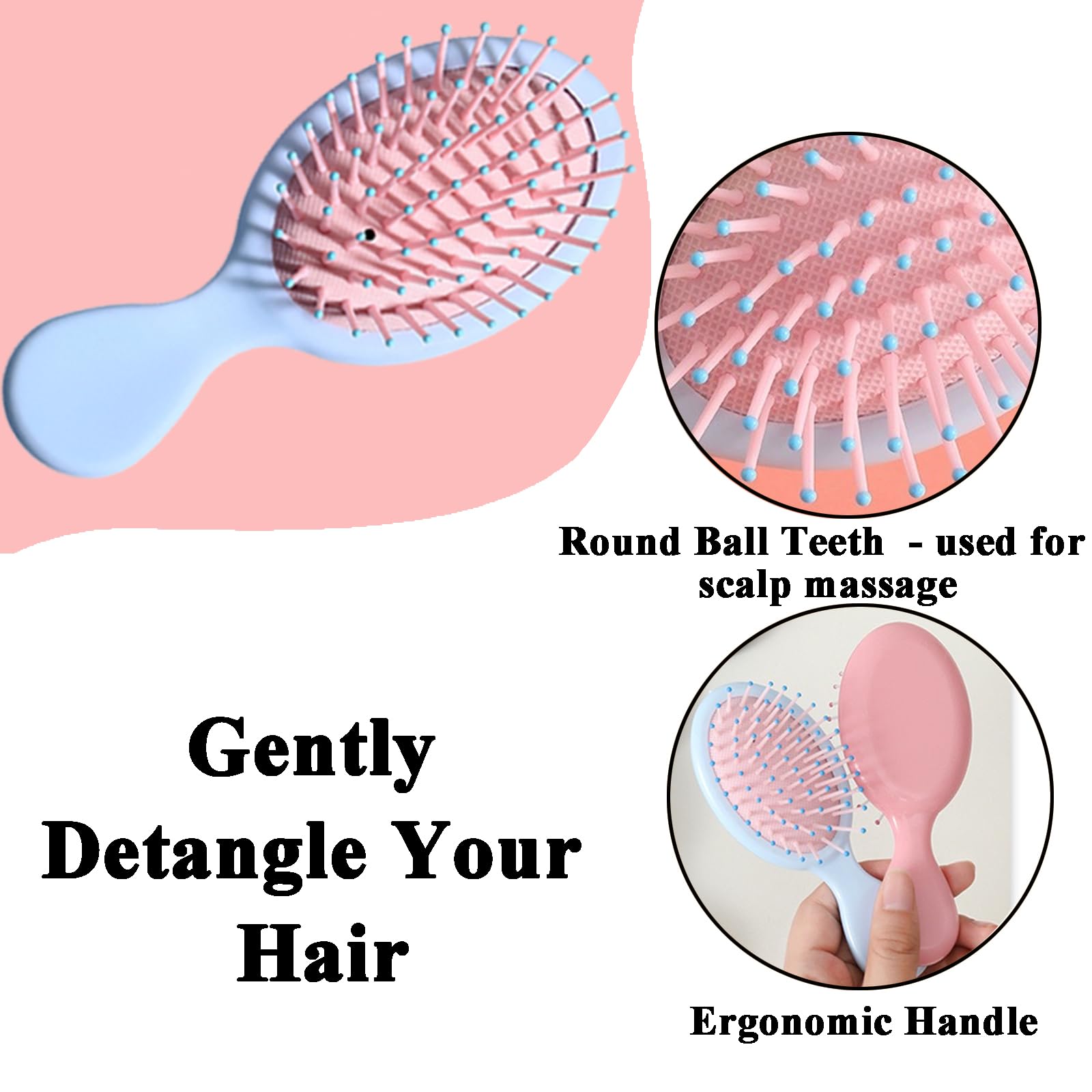 AESPAKO mini wet brush travel compact in pink for quick detangling