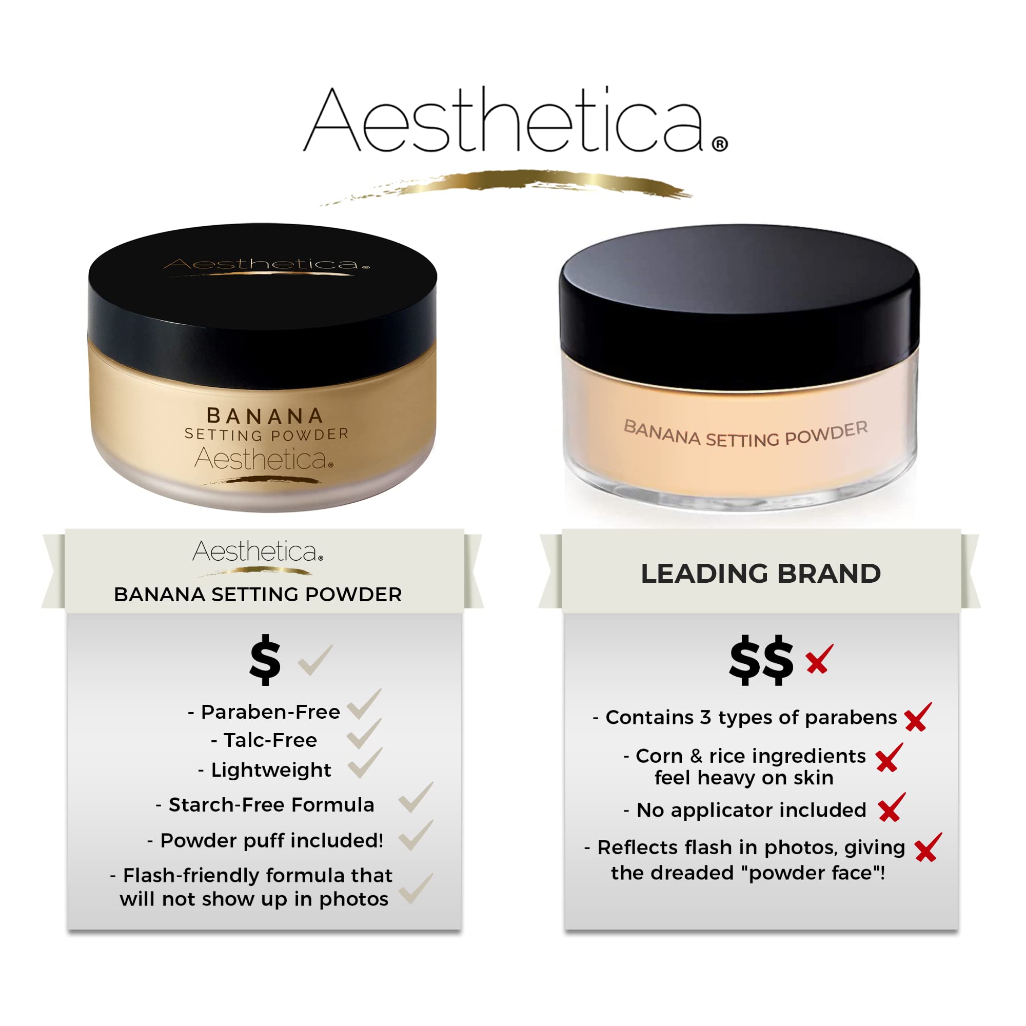Aesthetica Banana Loose Setting Powder jar close-up highlighting fine texture