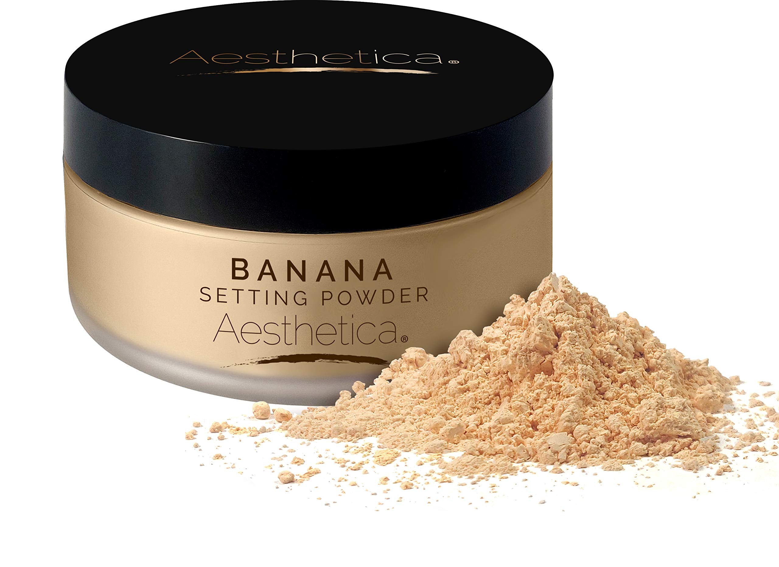 Aesthetica Banana Loose Setting Powder packaging for long-lasting makeup base