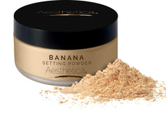 Aesthetica Banana Loose Setting Powder packaging for long-lasting makeup base