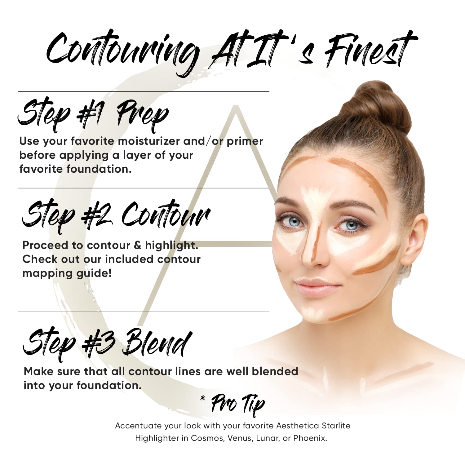 Aesthetica Cream Contour Kit application close-up demonstrates color blending and contouring.