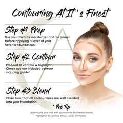 Aesthetica Cream Contour Kit application close-up demonstrates color blending and contouring.