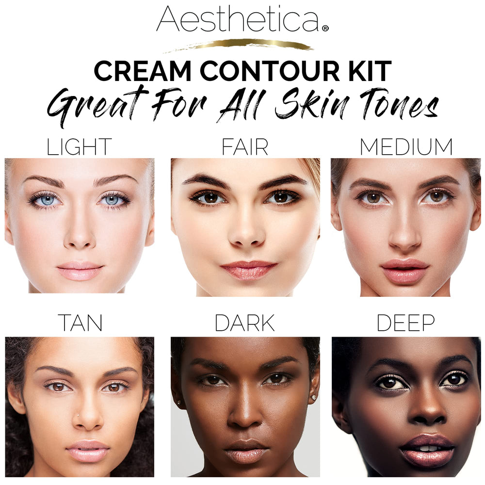 Aesthetica Cream Contour Kit step-by-step instructions page with diagrams aids beginners in contour mapping.